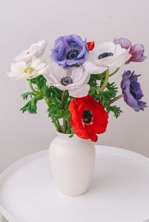 アネモネなどカラフルで明るいお花を弾けるように飾るのも◎